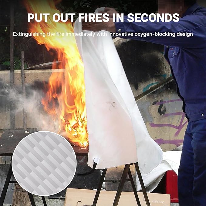 Lancryen 2025 Emergency Fire Blanket, Fire Extinguisher Blanket, Fire Suppression Fabric Flame