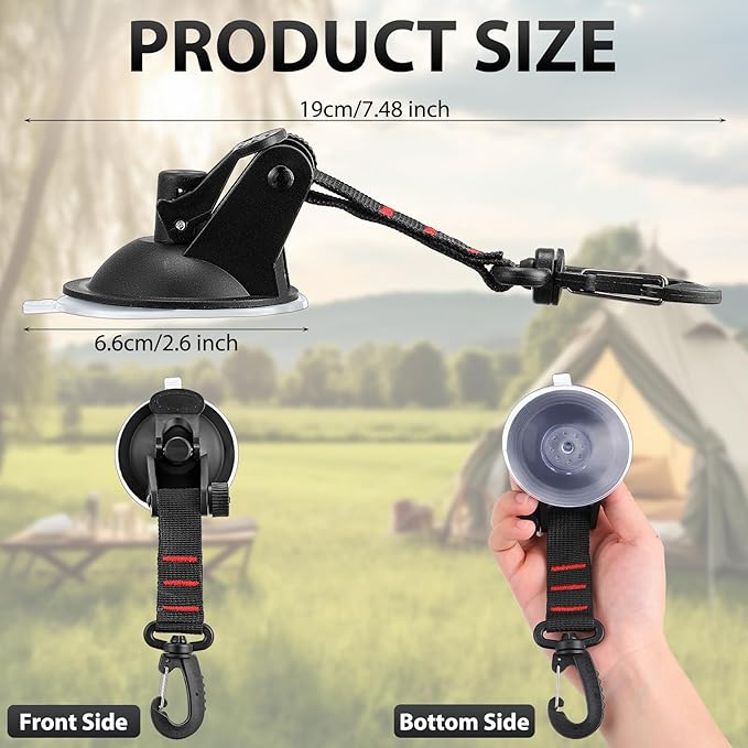 Maitys Heavy Duty Suction Cups with Hooks Tie Down Strong Suction Cup Anchor Car Camping