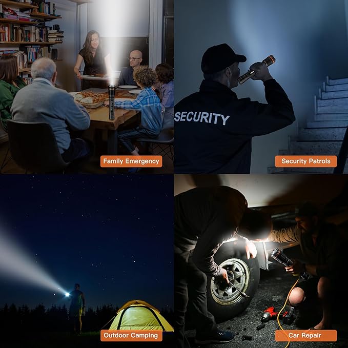 KunHe Heavy Duty 3D Cell LED Flashlights Large Aluminum Zoomable High Lumens-1200 LM Battery