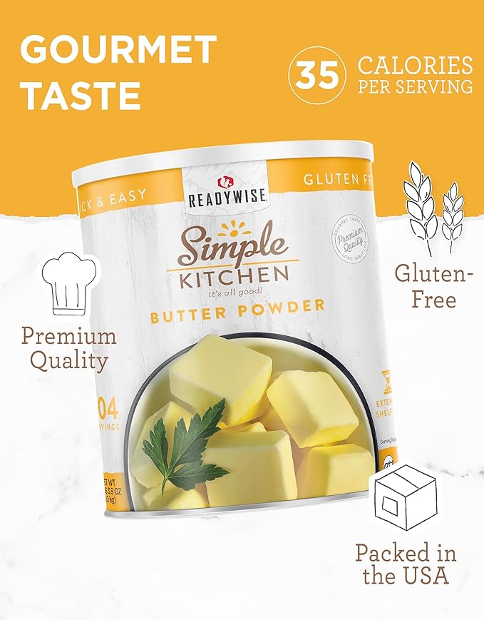 Simple Kitchen Freeze Dried Butter Powder - 204 Servings for Family Meal Prep, Gluten Free &