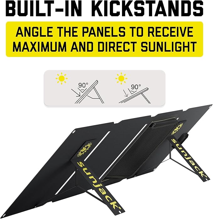SunJack ??60 Watt Foldable Solar Panel, ETFE Waterproof Portable Solar Panel with Kickstands, USB-C