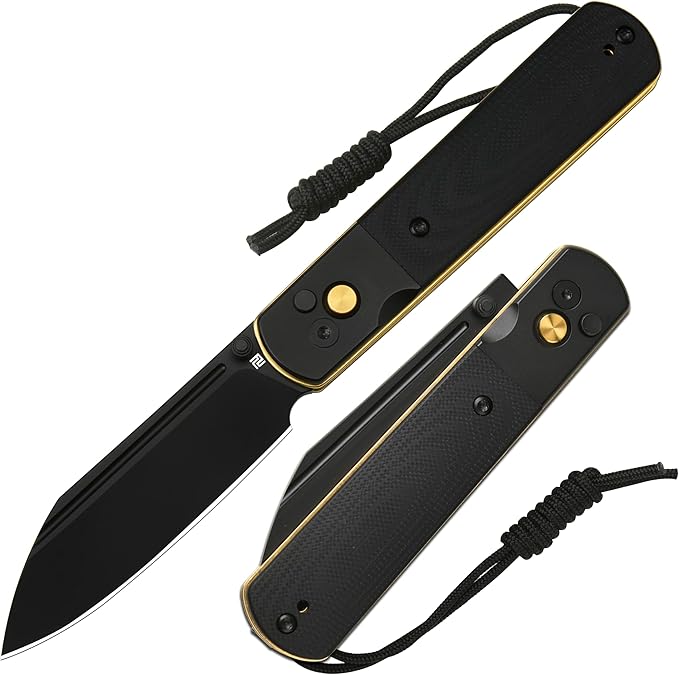 ARTISANCUTLERY Holm Pocket Knife, EDC Knife with 3.10'' AR-RPM9 Steel, Handle with Black PVD Steel