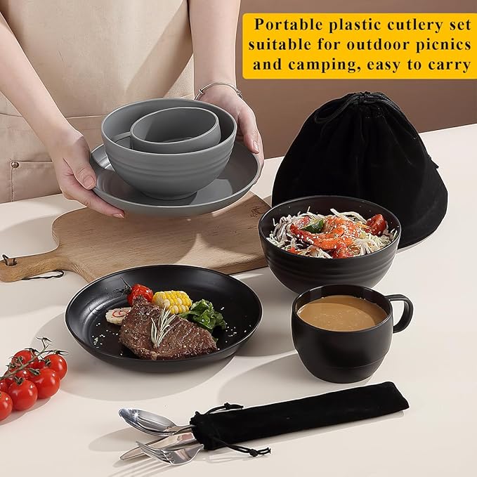 Berglander Camping Mess Kits for 2 Person, Silverware Set Spoons Forks Knives, Camping Essentials