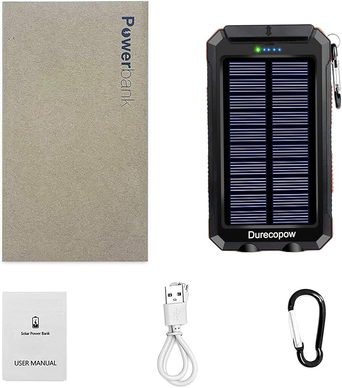 Solar Charger Power Bank, 20000mAh Portable Outdoor Waterproof Solar Battery Charger, Camping
