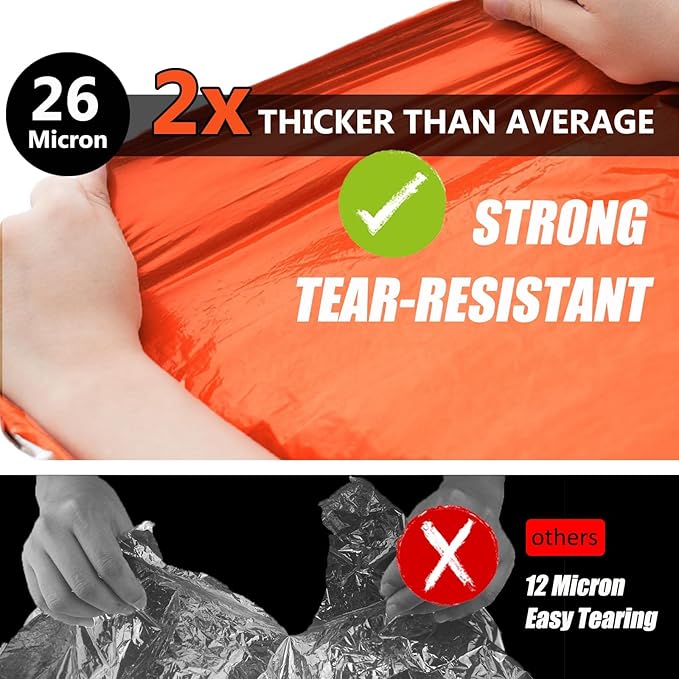 Frelaxy Emergency Blanket 2-Pack/4-Pack, Extra-Thick Extra-Large Space Blankets with Whistles
