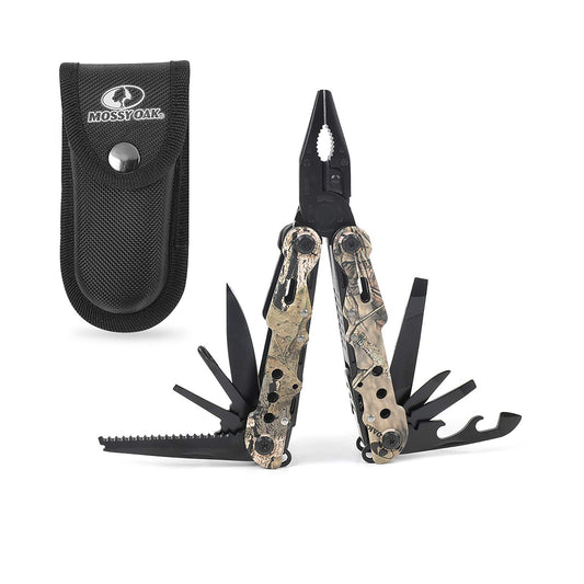 Mossy Oak 13-in-1 Multitool, Stainless Steel EDC Pliers with Pocket Knife
