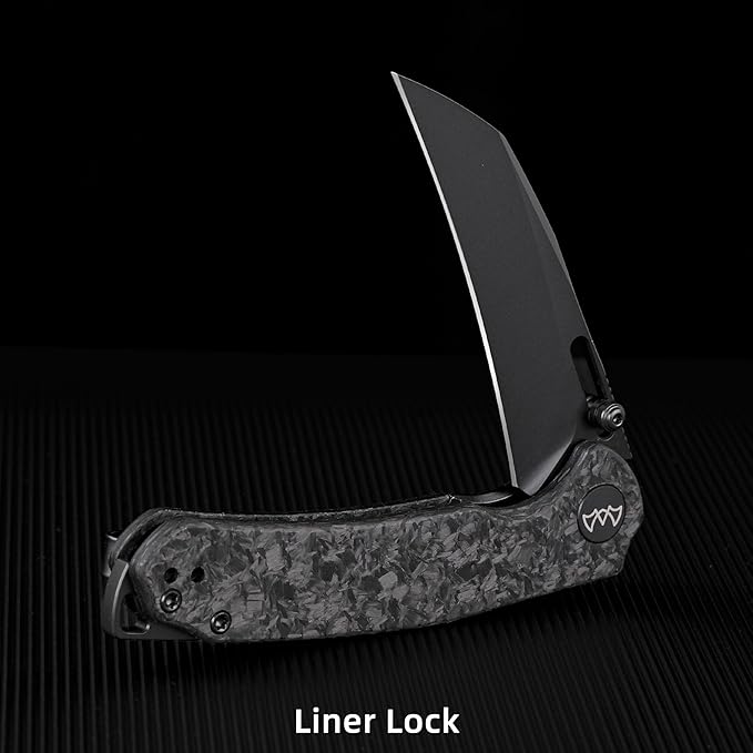 Folding Pocket Knife, 3.1" Stonewash Blade EDC Knife with Safety Liner Lock, Small Pocket Knife