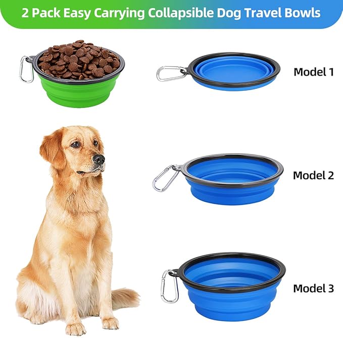 Kytely Large Collapsible Dog Bowls 2 Pack, 34oz Foldable Dog Travel Bowl, Portable Pet Water Food