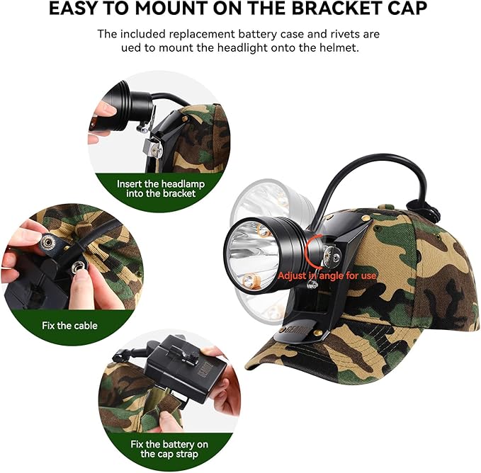 10W LED Coyote Hog Coon Hunting Lights, Rechargeable Hunter Headlamp, Waterproof 60000LUX Super