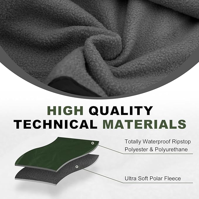 Fleece Waterproof Outdoor Blanket - Windproof Stadium Blanket for Camping, Picnics, and Sports Stay