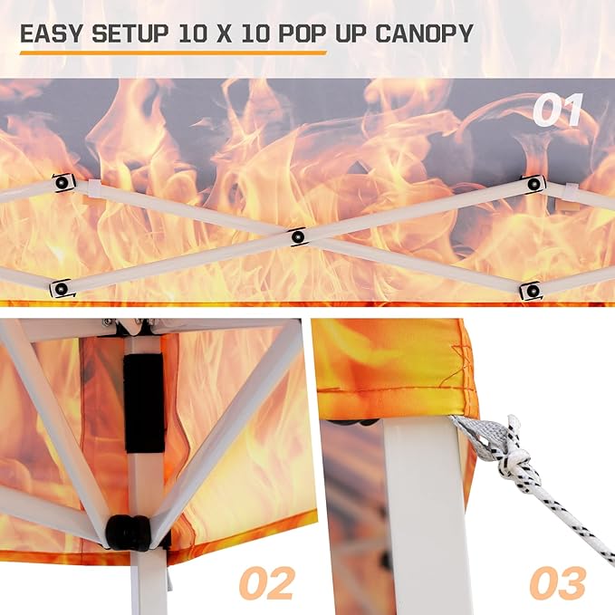 EAGLE PEAK 10x10 Slant Leg Pop-up Canopy Tent Easy One Person Setup Instant Outdoor Beach Canopy