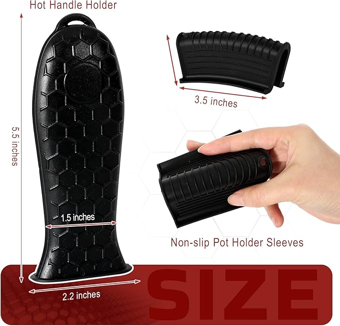 Joyhalo Cast Iron Skillet Handle Covers, 6 Pack Heat Resistant Silicone Pot Handle Sleeve Covers