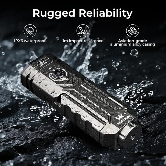 Wurkkos HD02 Flat LED Flashlight, Magnetic Deformation, 3200 Lumens, 5000 mAh Rechargeable