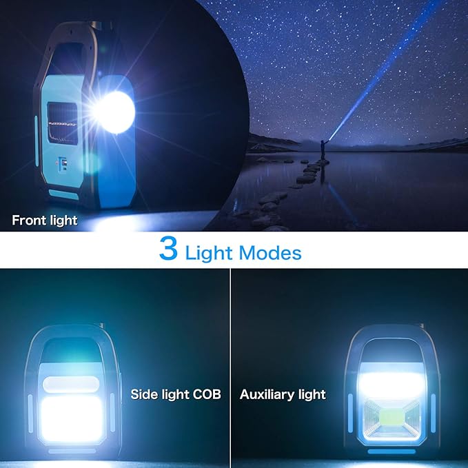 1 Pack 3 in 1 Solar USB Rechargeable Brightest COB LED Camping Lantern, Charging for Device