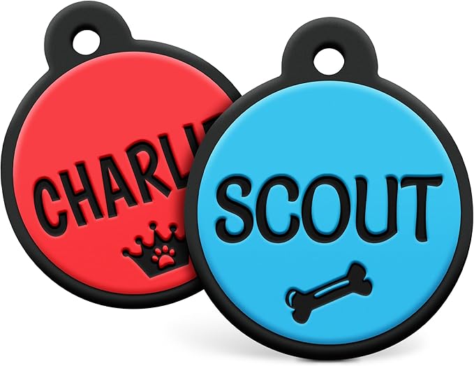 GoTags Silicone Dog Tags, Soundless Pet Tag, Personalized Silent Tag Engraved for Pets with Cute