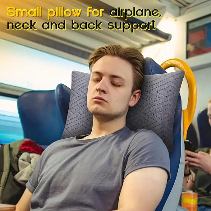 Travel Pillow for Sleeping Camping, Memory Foam Small Pillow with Breathable Cover for Backpacking