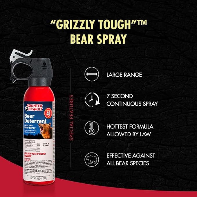 Counter Assault Bear Spray - Bears, Mountain Lions, Coyotes - Long-Range 40ft Distance - Pepper