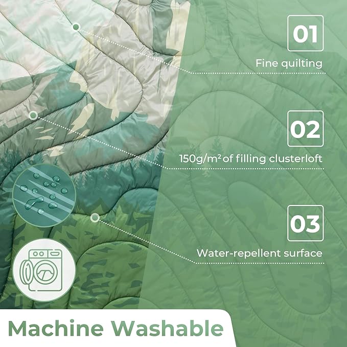 KingCamp Ultralight Camping Blanket, Packable Down Alternative Puffy Printed Wearable Blanket with