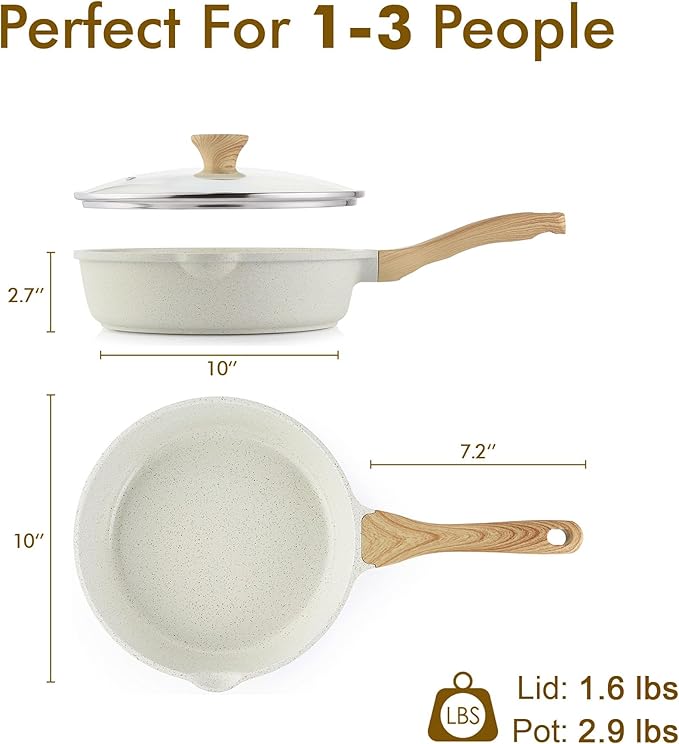 SENSARTE Nonstick Ceramic Saute Pan 10 Inch/3.5QT, Non-toxic Deep Frying Pan Skillet with Lid