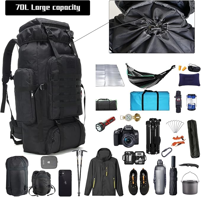 Hiking Backpack for Men 70L/100L Camping Backpack Military Rucksack Molle 3 Days Assault Pack for
