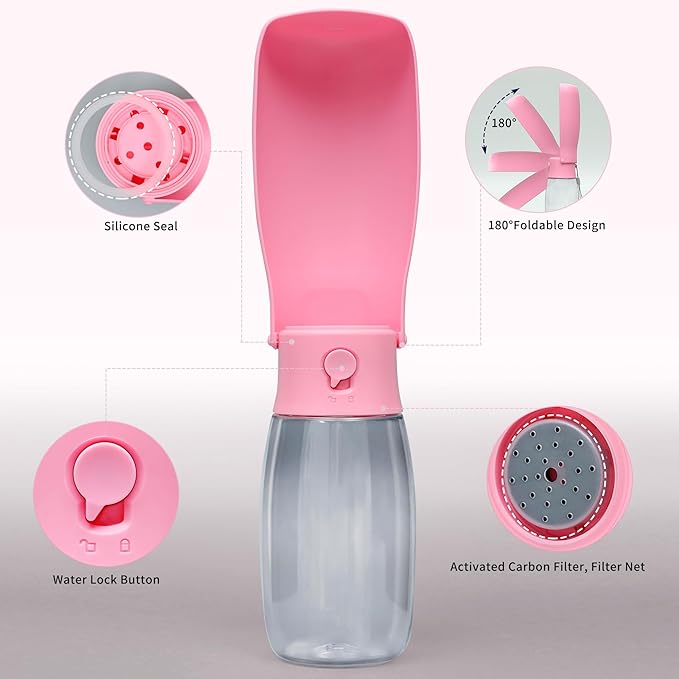 Dog Water Bottle, Leak Proof Portable Puppy Water Dispenser, Travel Puppy Water Bowl, Foldable