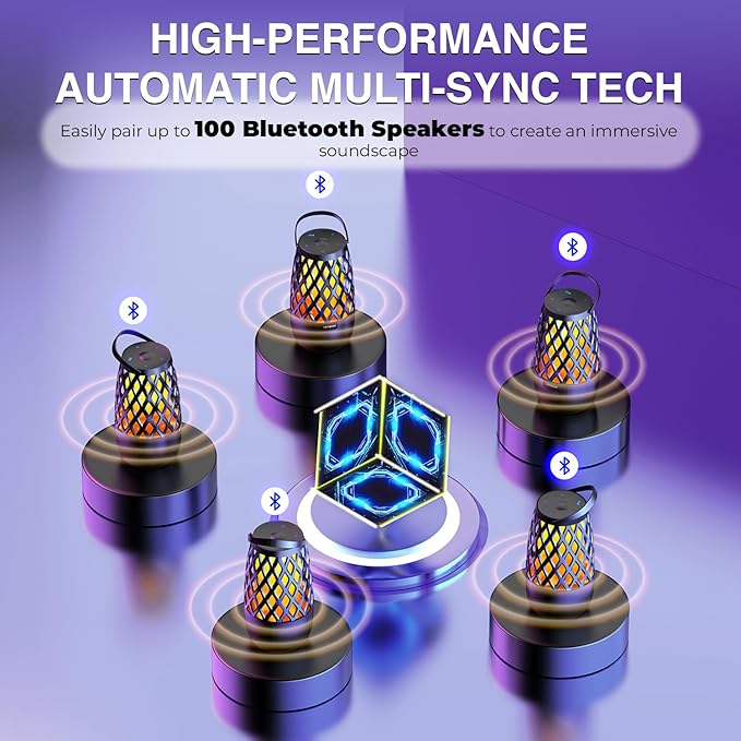 IXTECH Outdoor Bluetooth Speaker Waterproof Wireless Portable Speaker with LED Flame Lights