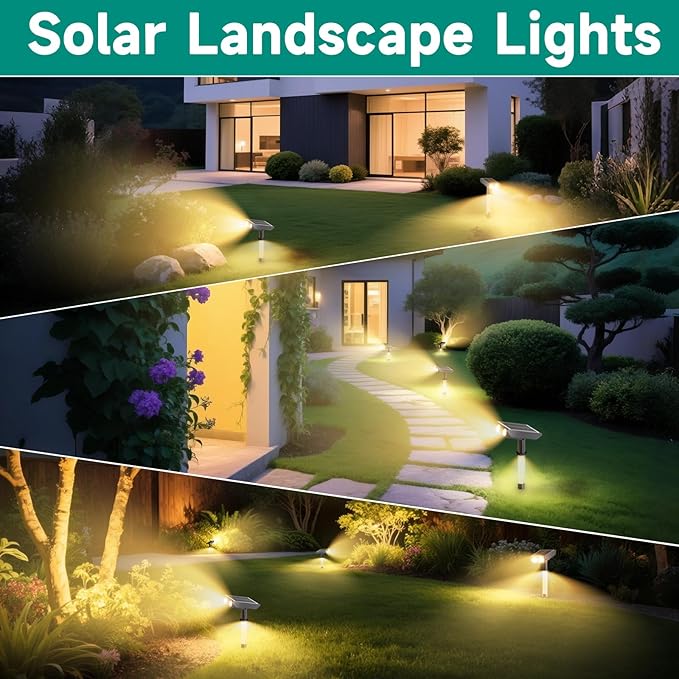 Solar Lights Outdoor Waterproof: 2 IN 1 Solar Spot Lights with 2 Lighting Modes & PC Light Guide