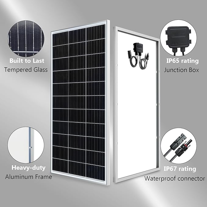 Solar Panel 300W 12V/24V, 2pcs 150W High-Efficiency Monocrystalline PV Module Power for Battery