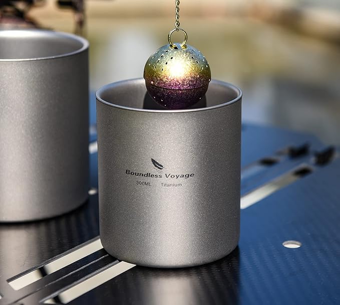 Boundless Voyage 3 in 1 Double Walled Titanium Cup Heat Resistant Mini Tea Drink Cup Outdoor