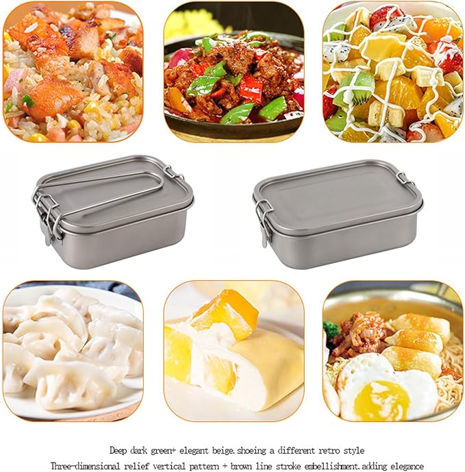800ml Titanium Lunch Box Leak-Proof Lid & Folding Handle Camping Cookware Lightweight Outdoor
