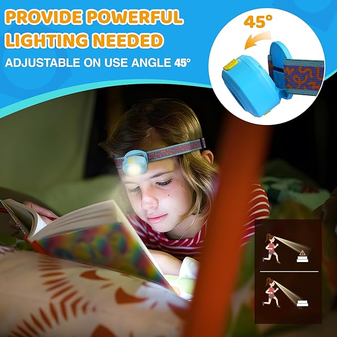 EverBrite LED Headlamp Rechargeable Kids Headlamp with RGB Mode and Adjustable Headband, 3 Modes