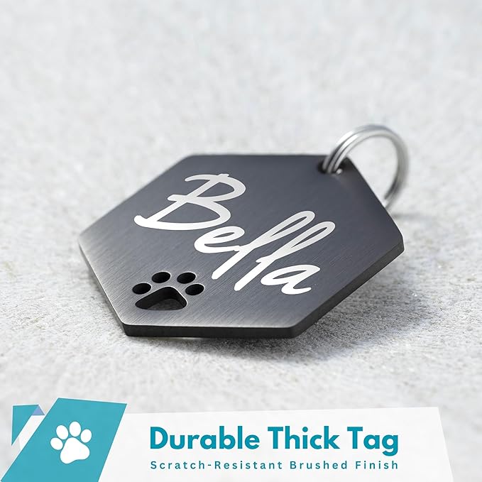 Ultra Joys Dog Tags Personalized for Pets - Hollow Paw Custom Pet ID Tag - Engraved Dog Tag for