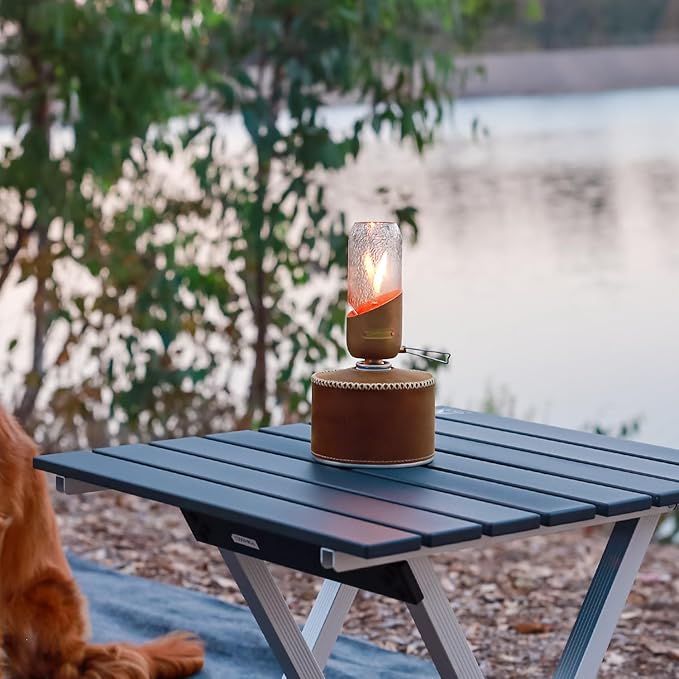 Fire-Maple Orange Camping Lantern Glass, Steel & Aluminum | Propane or Isobutane Fuel Canister