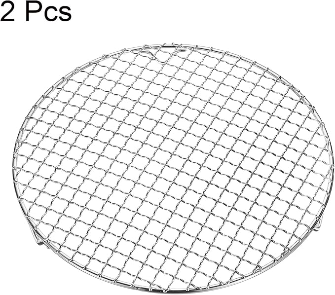 HARFINGTON 2pcs Round Cooking Rack 10.2-inch 201 Stainless Steel Cross Wire Barbecue Grill Net with