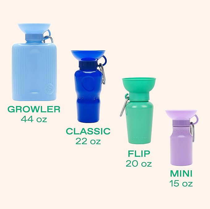 Springer Flip Portable Dog Water Bottle with Foldable Food Grade Silicone Bowl - 20 Ounce Travel