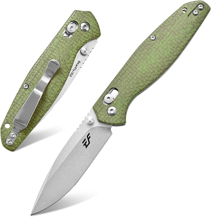 Eafengrow EF966 Folding Knife D2 Blade Micarta Handle with Pocket Clip EDC Tactical Knife thumb
