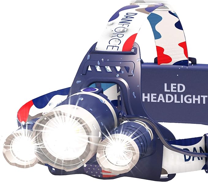 DanForce Headlamp. USB Rechargeable LED Head Lamp. Ultra Bright LUMINUS 1080 Lumen Head Flashlight