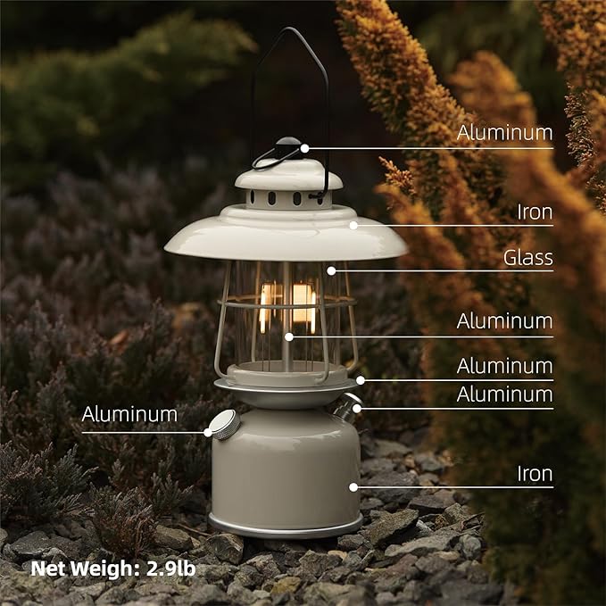 Metal Retro Classic LED Camping Lantern, 6500mAh Rechargeable Battery Last 17-500 Hours Camping