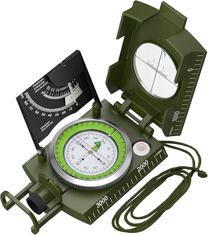 Proster IP65 Compass Hiking Survival - Lensatic Sighting Compass for Camping Navigation, Compass