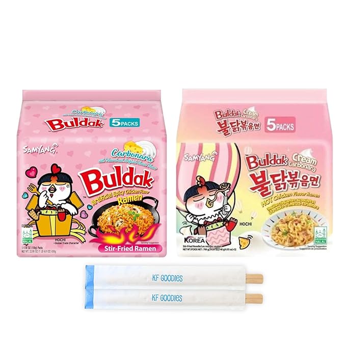KF GOODIES Korean Ramen Variety Pack Gift Box (10 Count) – Spicy Buldak Noodle Assortment for