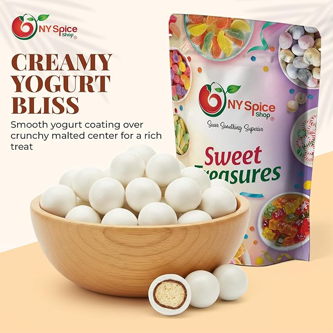 NY Spice Shop Jumbo Yogurt Chocolate Malt Balls Party Decorations - 8 Ounce Malted Milk Ball Candy