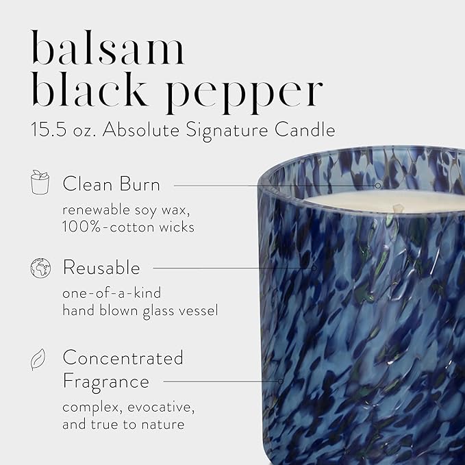 LAFCO New York Signature Candle, Balsam Black Pepper - 15.5 oz - 90-Hour Burn Time - Reusable, Hand