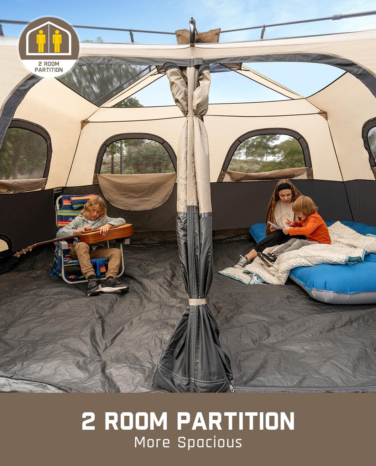 FanttikOutdoor Zeta C10 Pro 10 Person Tent for Camping Setup in 60s (Khaki)