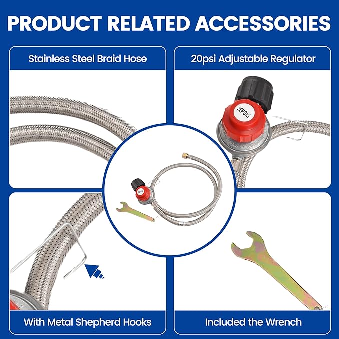 ARC Advanced Royal Champion ARC Propane Burner, 200,000 BTU Propane Stove with 0-20 PSI Regulator