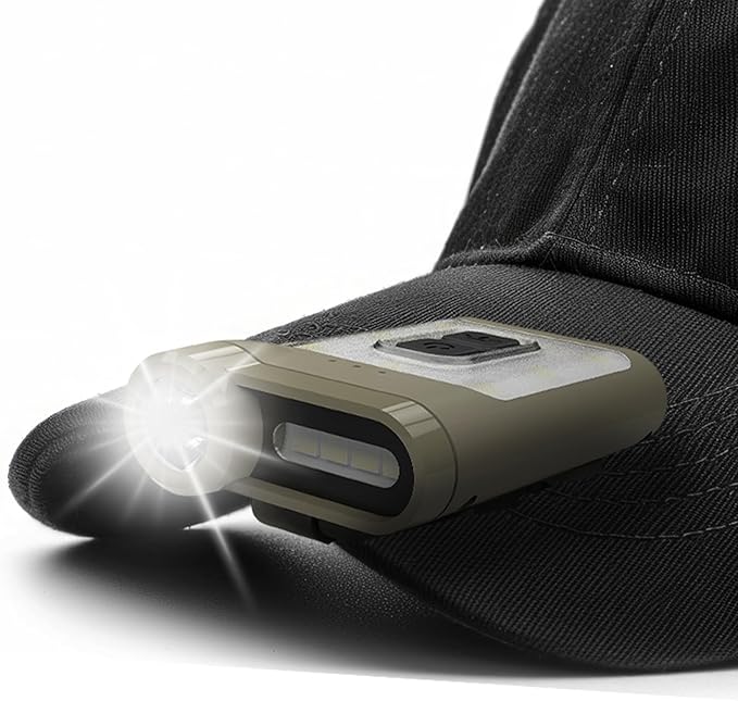 Claymore Capon 65A+ Tan Ultra-Light Clip-On Cap Light ??USB-C Rechargeable 230LM LED Compact