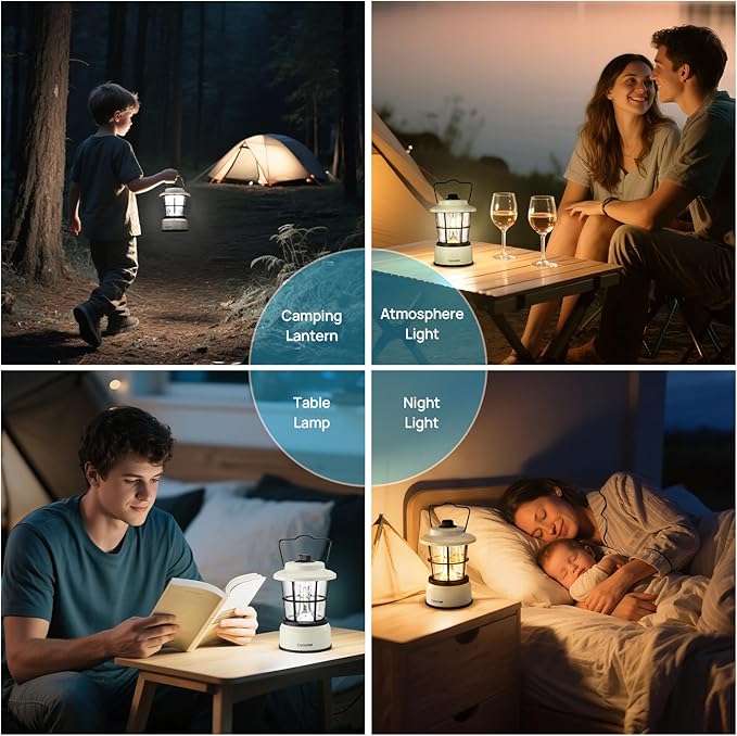Consciot CL1 Mini Dual Light Sources LED Lantern, Retro Style Battery Powered Lamp, Dimmable Warm