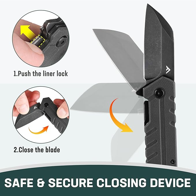 FLISSA 4.5" G10 handle folding knife, FLISSA Folding Knife, 4" Small Pocket Knife with Bottle