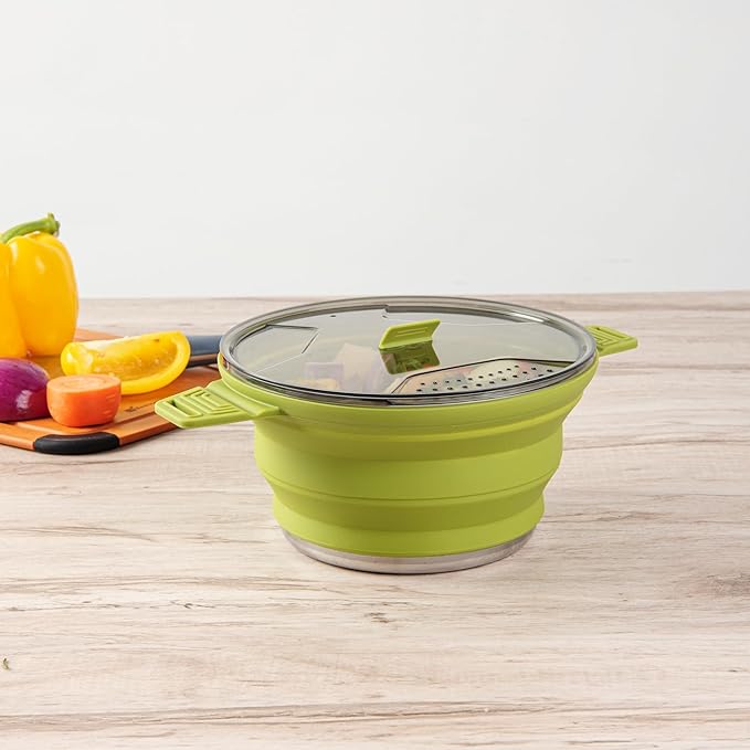 Restaurantware-Hi Tek 2.5 Liter Collapsible Camping Pot, 20 Portable Cook Pots - With Lid