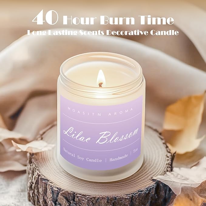 MOASITN Lilac Blossom Spring Soy Candle| Lavender,Lilac,Lemon Scented Candle for Home| Long Burning