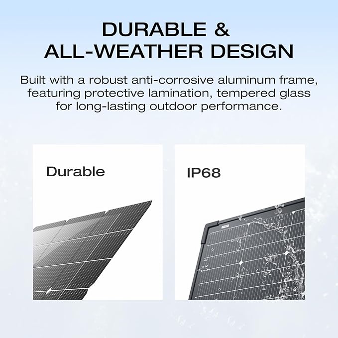 EF ECOFLOW 2PCS 125W Solar Panels, 250W Bifacial Rigid Modular Solar Panel Up to 25% Efficiency